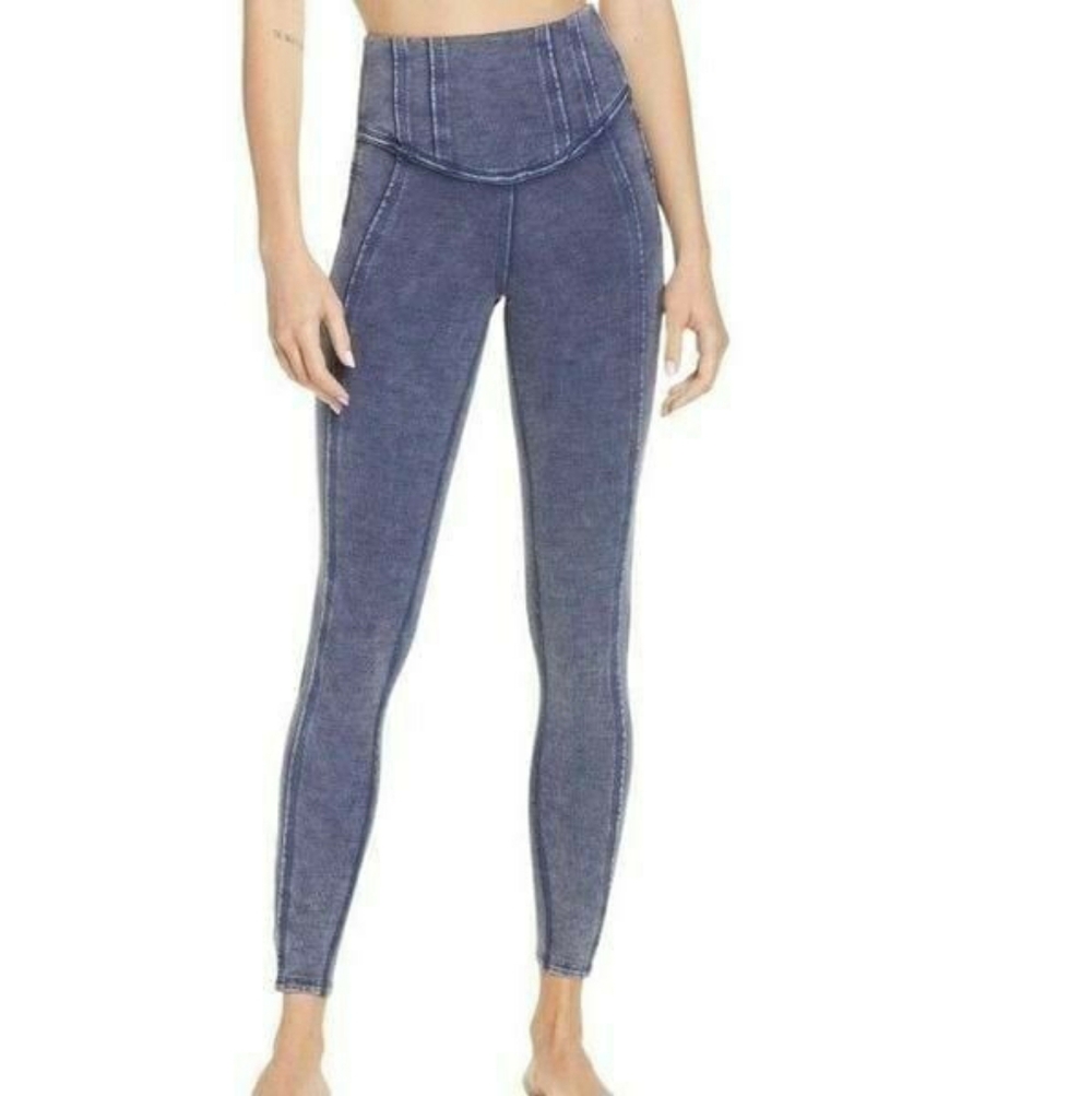 Free People Movement Hybrid Leggings Women's Blue Size XS Exposed Seam